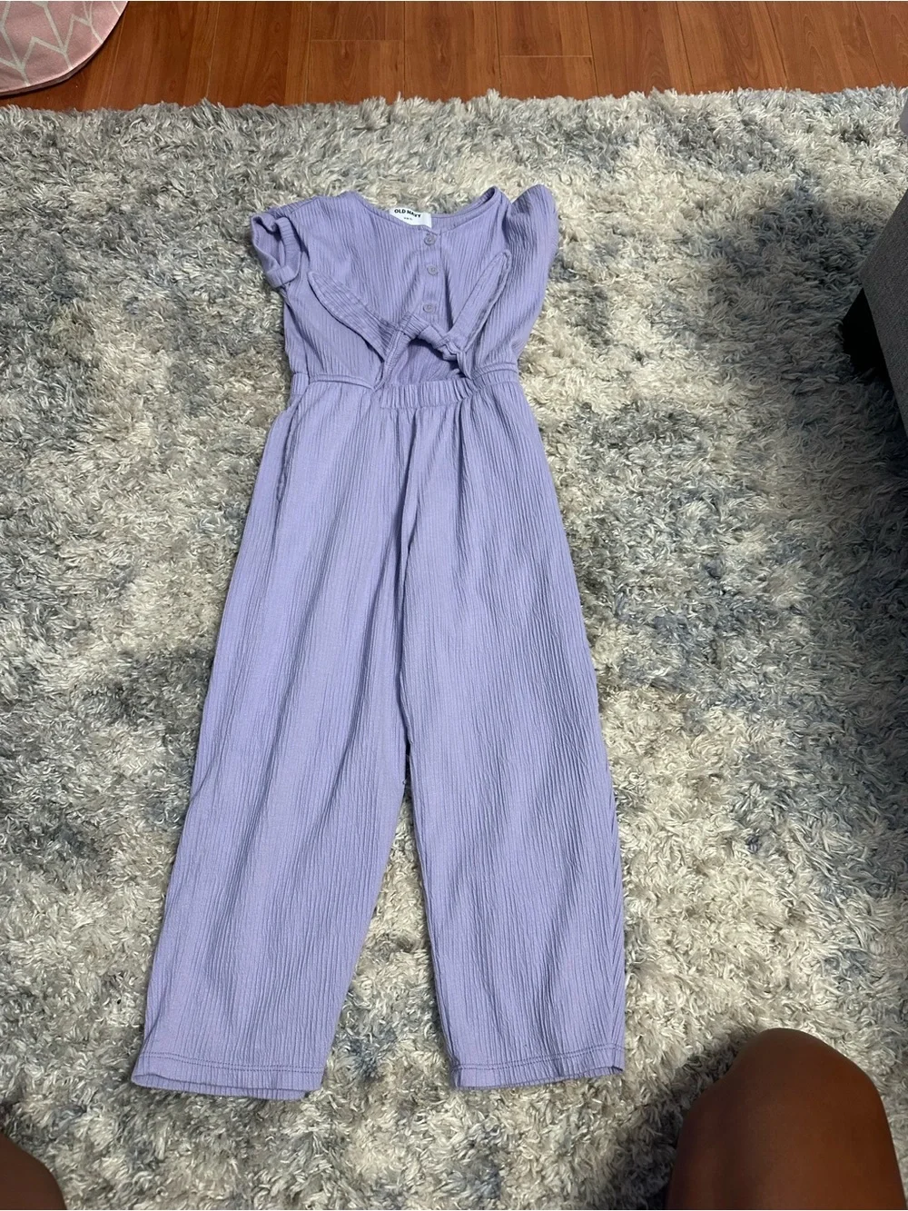 Old Navy Girls Lilac Button-Front Tie-Knot Jumpsuit Size 6-7